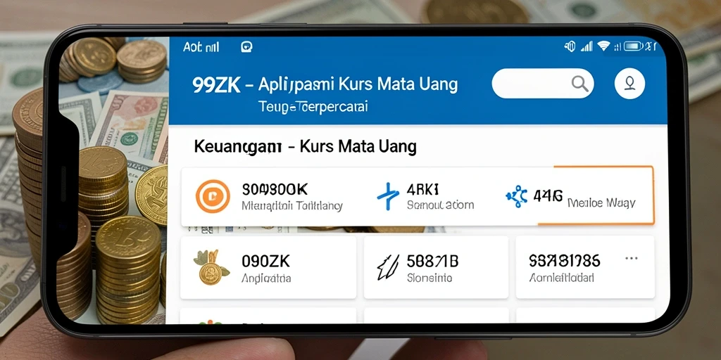 Tampilan antarmuka aplikasi Kurs Mata Uang 99ZK yang informatif.