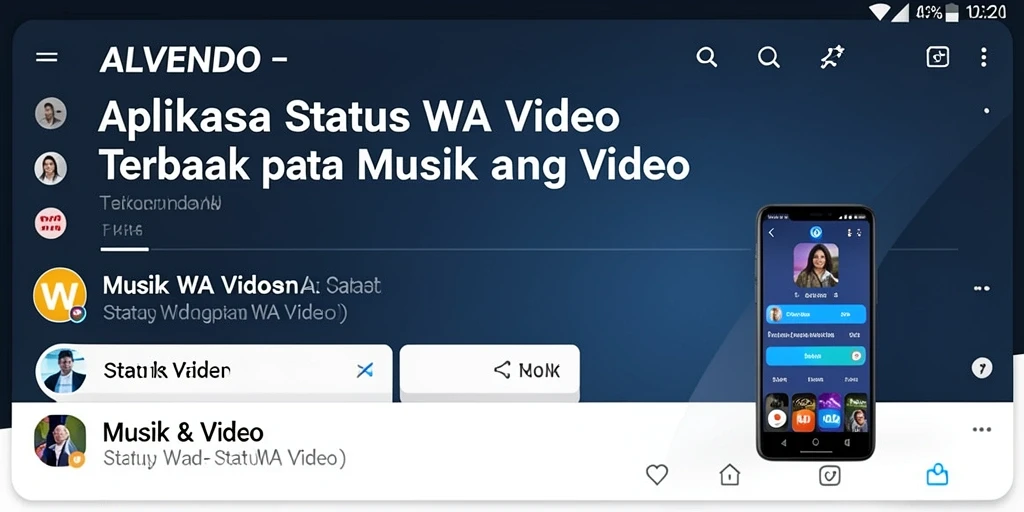 Antarmuka pengguna ALVENDO menampilkan pilihan video menarik untuk status WA.