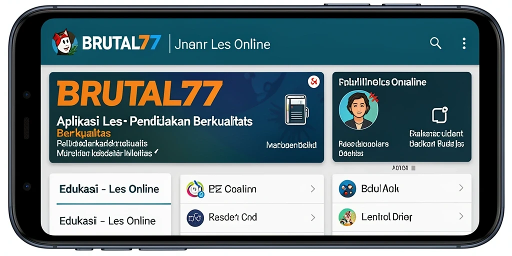 Tampilan aplikasi Les Online BRUTAL77 yang interaktif dan user-friendly.