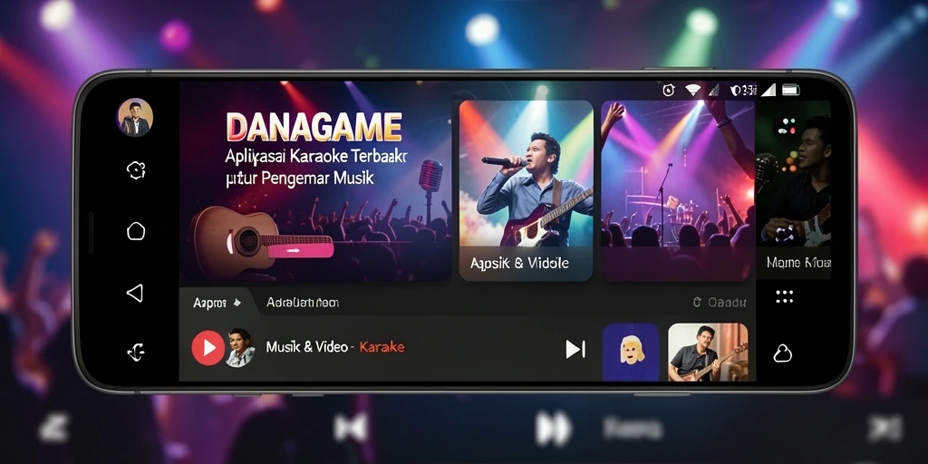 Antarmuka DANAGAME yang menampilkan fitur karaoke yang menarik.