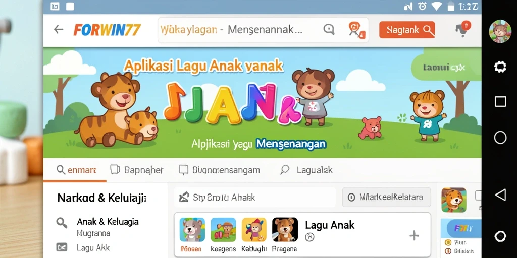 Screenshot utama <strong>FORWIN77</strong> menunjukkan antarmuka aplikasi yang ceria dan menarik.