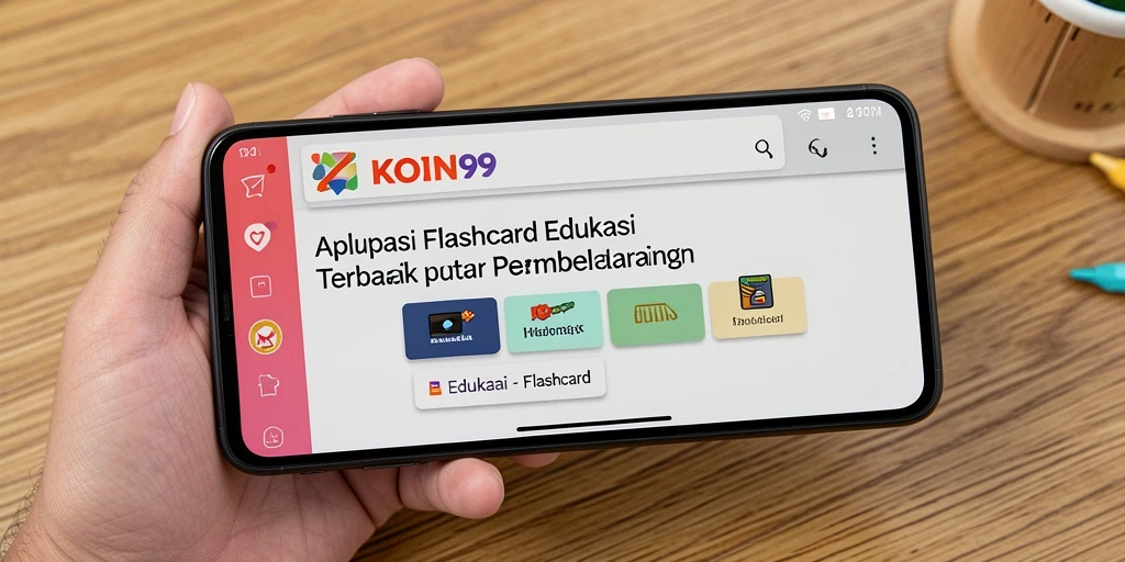 Tampilan antarmuka KOIN99 yang menarik dan intuitif untuk pengguna flashcard.