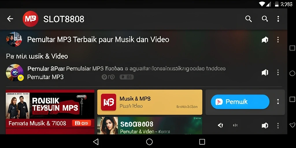 Tampilan antarmuka SLOT8808 yang modern dan intuitif untuk Pemutar MP3.