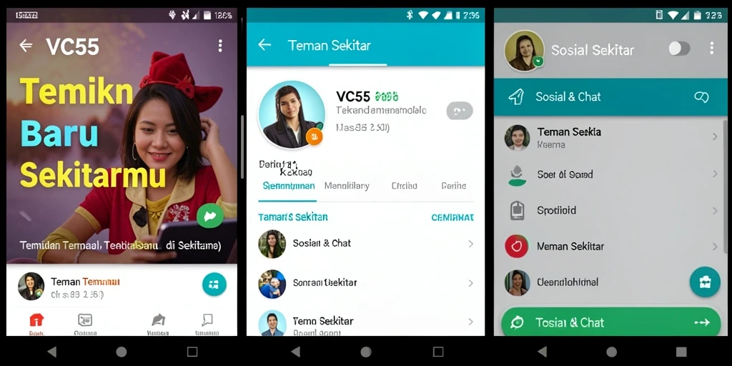 Tampilan antarmuka VC55 yang menarik untuk mencari teman.