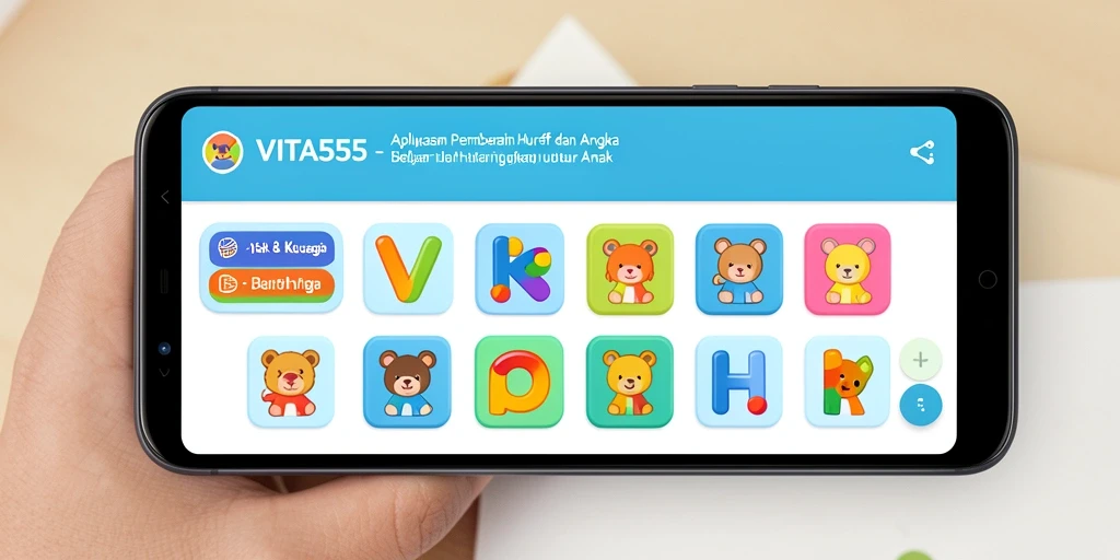 Antarmuka VITA555 yang interaktif dan menarik untuk belajar huruf dan angka.